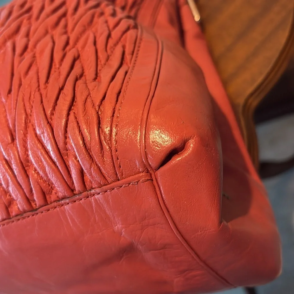 Coach   Madison Phoebe shoulder bag 3 compartment gathered quilted leather Coral